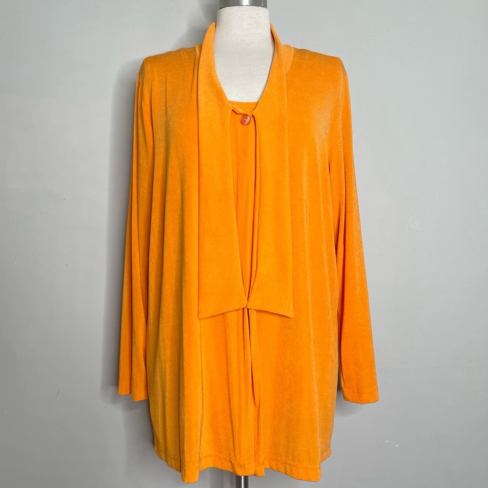 CAROLYN STRAUSS COLLECTION Slinky Knit Cardigan and Tunic 2-Piece Set